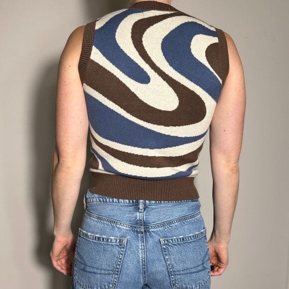Brown Blue White Cropped Tank Size Small - Picture 2 of 4